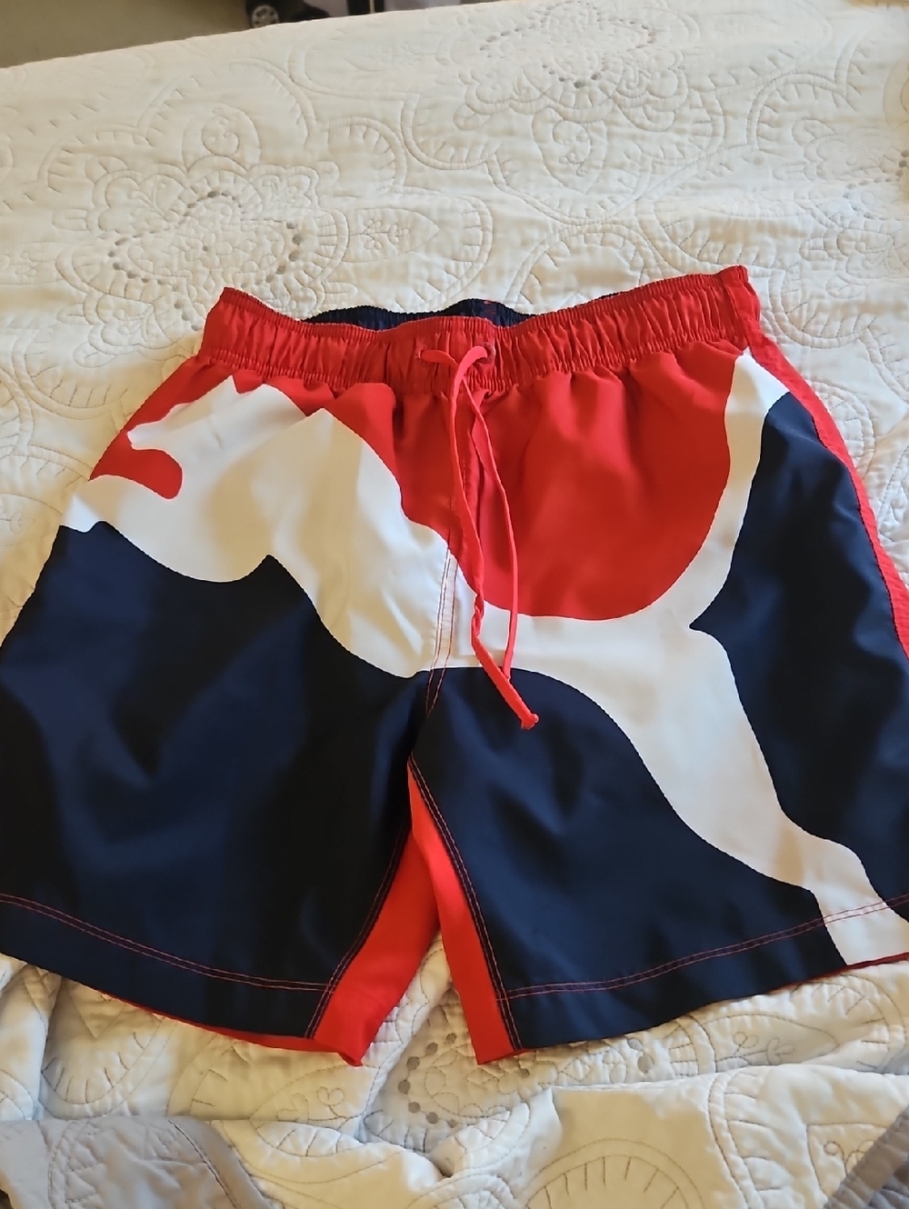 Puma Red, Navy & White Men's Swim Trunks